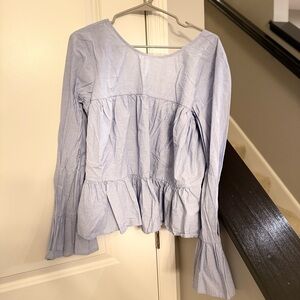 Express Light Blue Ruffle Blouse